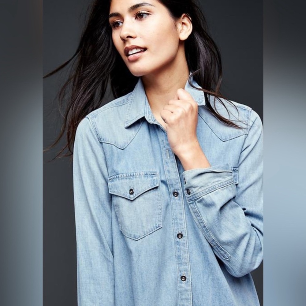 GAP Classic Denim Dress in Light Blue